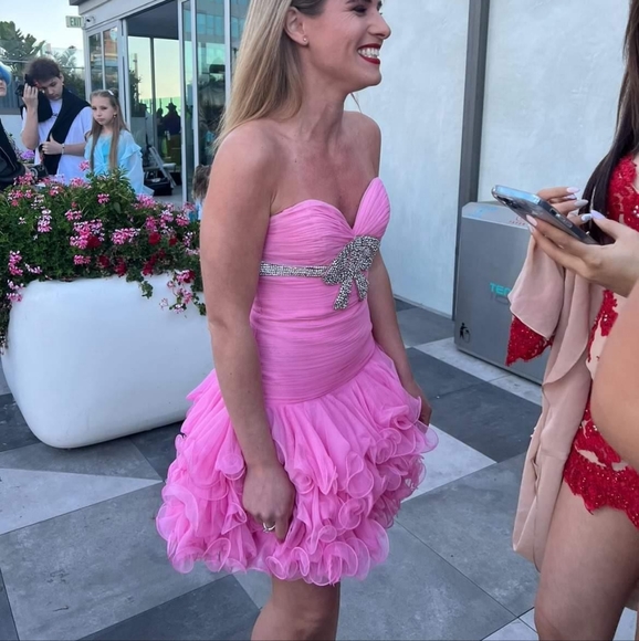 Sherri Hill 1473 pink strapless dress - Picture 5 of 5